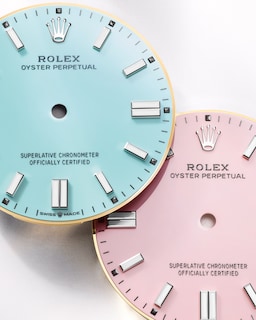 Turquoise and candy pink lacquer dials (Oyster Perpetual 36)