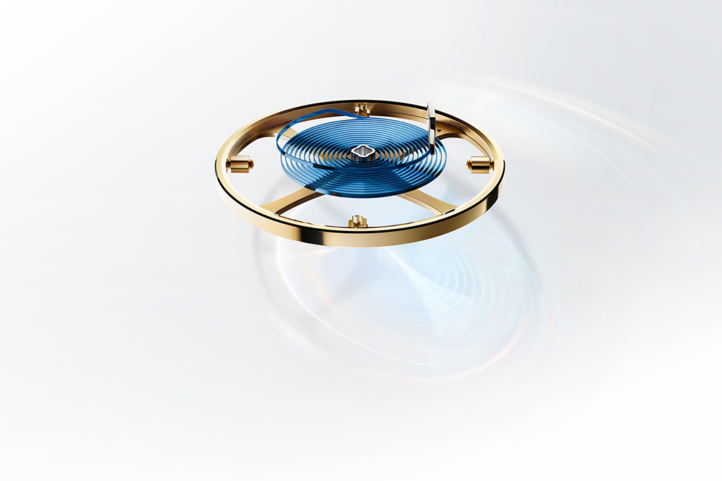 Blue Parachrom hairspring fitted on the balance wheel