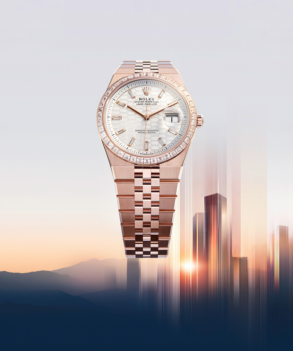 Oyster Perpetual Land‑Dweller 36, or Everose 18 ct