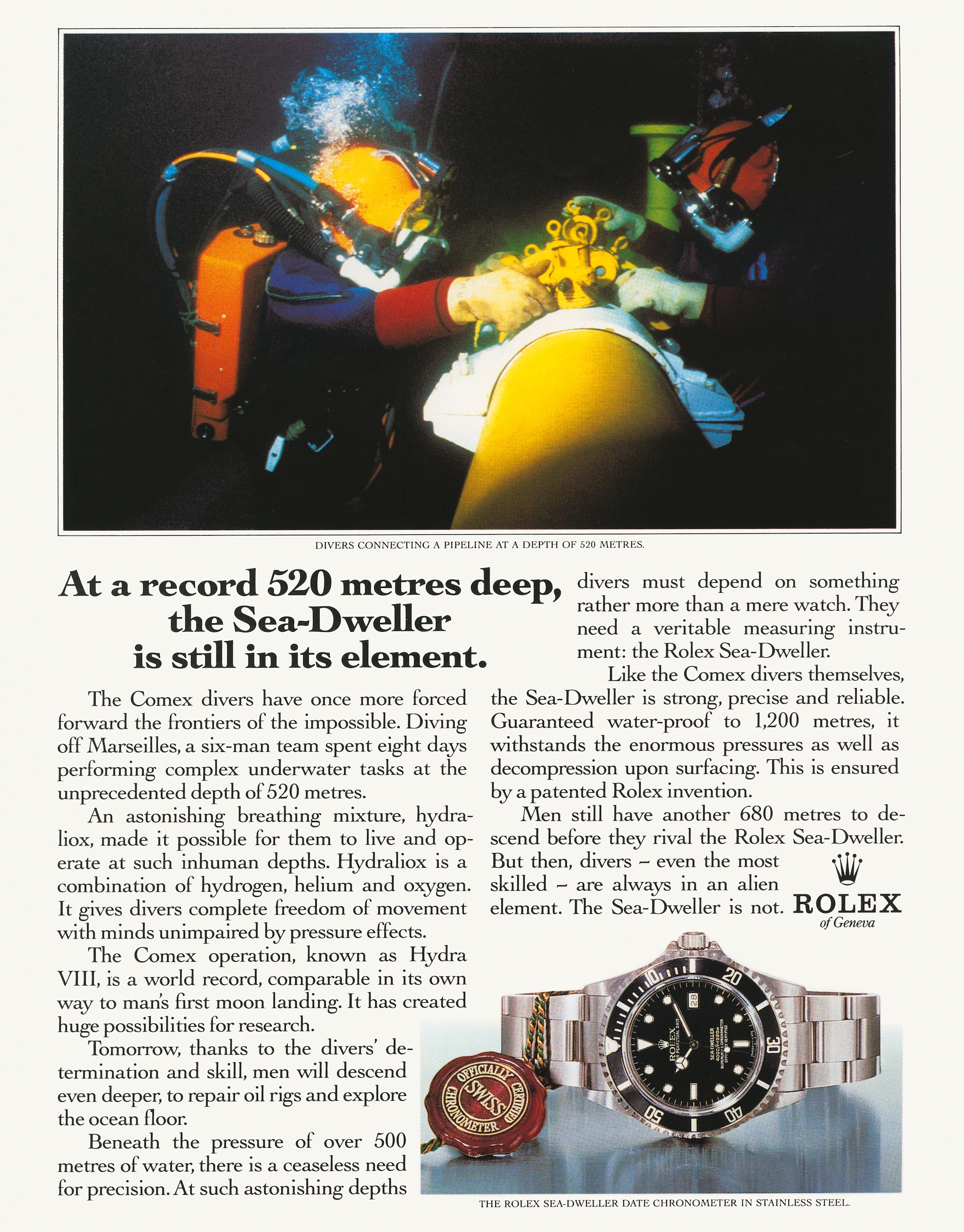 Rolex submariner water depth hot sale