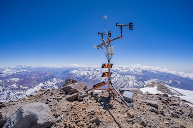 THE HIGHEST WEATHER STATION IN THE SOUTHERN AND WESTERN HEMISPHERES, INSTALLED ON TUPUNGATO VOLCANO AT 6,505 METRES.