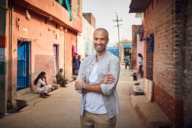 Rolex Awards Laureate Andrew Bastawrous, pictured in the village of Jarmanau in India. In 2012, Bastawrous came up with the idea that would become Peek Vision. The organization recently celebrated the milestone of 10 million people screened using its tools, following a successful rollout across Asia and Africa.