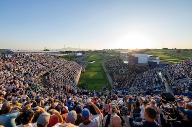 A GENERAL VIEW OF THE 1ST TEE AT THE RYDER CUP 2023