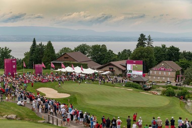 THE 18TH GREEN AT THE 2021 AMUNDI EVIAN CHAMPIONSHIP