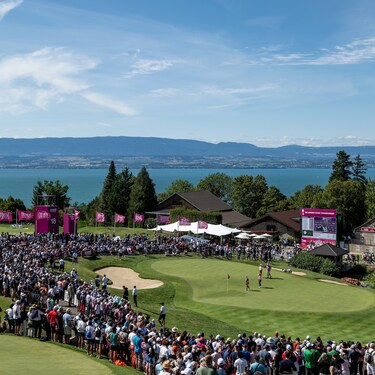 A GENERAL VIEW OF ROLEX TESTIMONEE BROOKE HENDERSON ON THE 18TH GREEN AT THE 2023 AMUNDI EVIAN CHAMPIONSHIP