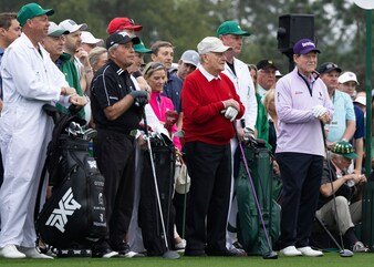 ROLEX TESTIMONEES AND 2023 HONORARY STARTERS GARY PLAYER, JACK NICKLAUS AND TOM WATSON.