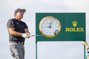 ROLEX TESTIMONEE PHIL MICKELSON PLAYING A SHOT DURING A PRACTICE ROUND AT THE 103RD PGA CHAMPIONSHIP
