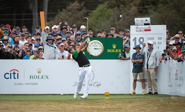 ROLEX TESTIMONEE HIDEKI MATSUYAMA, OF THE INTERNATIONAL TEAM, ON THE 18TH TEE AT THE 2019 PRESIDENTS CUP™