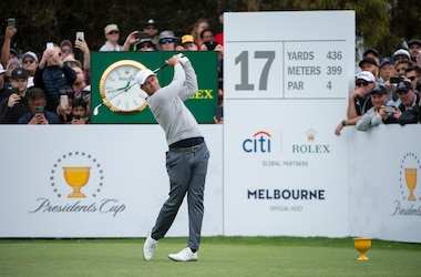 ROLEX TESTIMONEE ADAM SCOTT, OF THE INTERNATIONAL TEAM, ON THE 17TH TEE AT THE 2019 PRESIDENTS CUP™