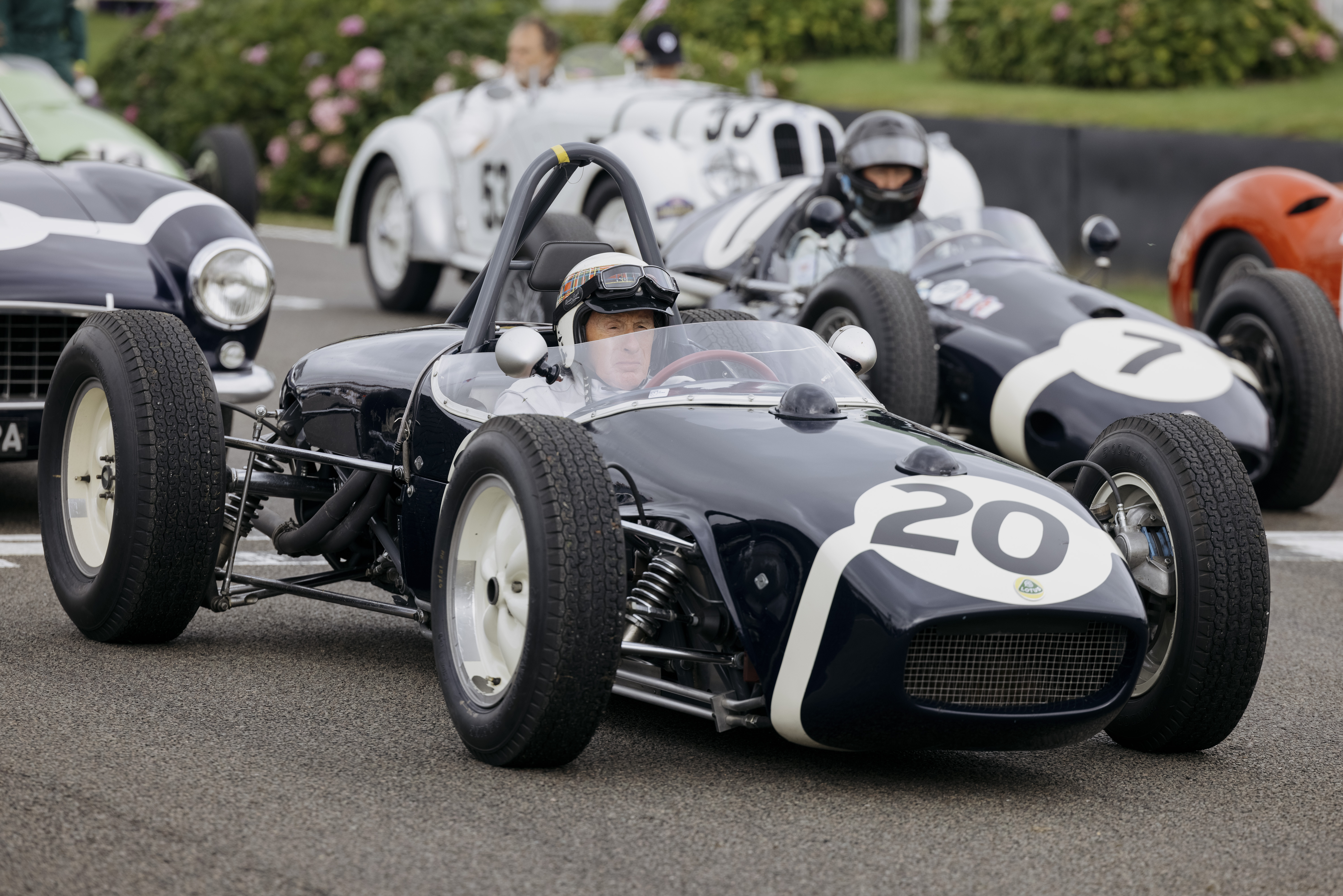 ROLEX TESTIMONEE SIR JACKIE STEWART ON TRACK AT THE GOODWOOD REVIVAL