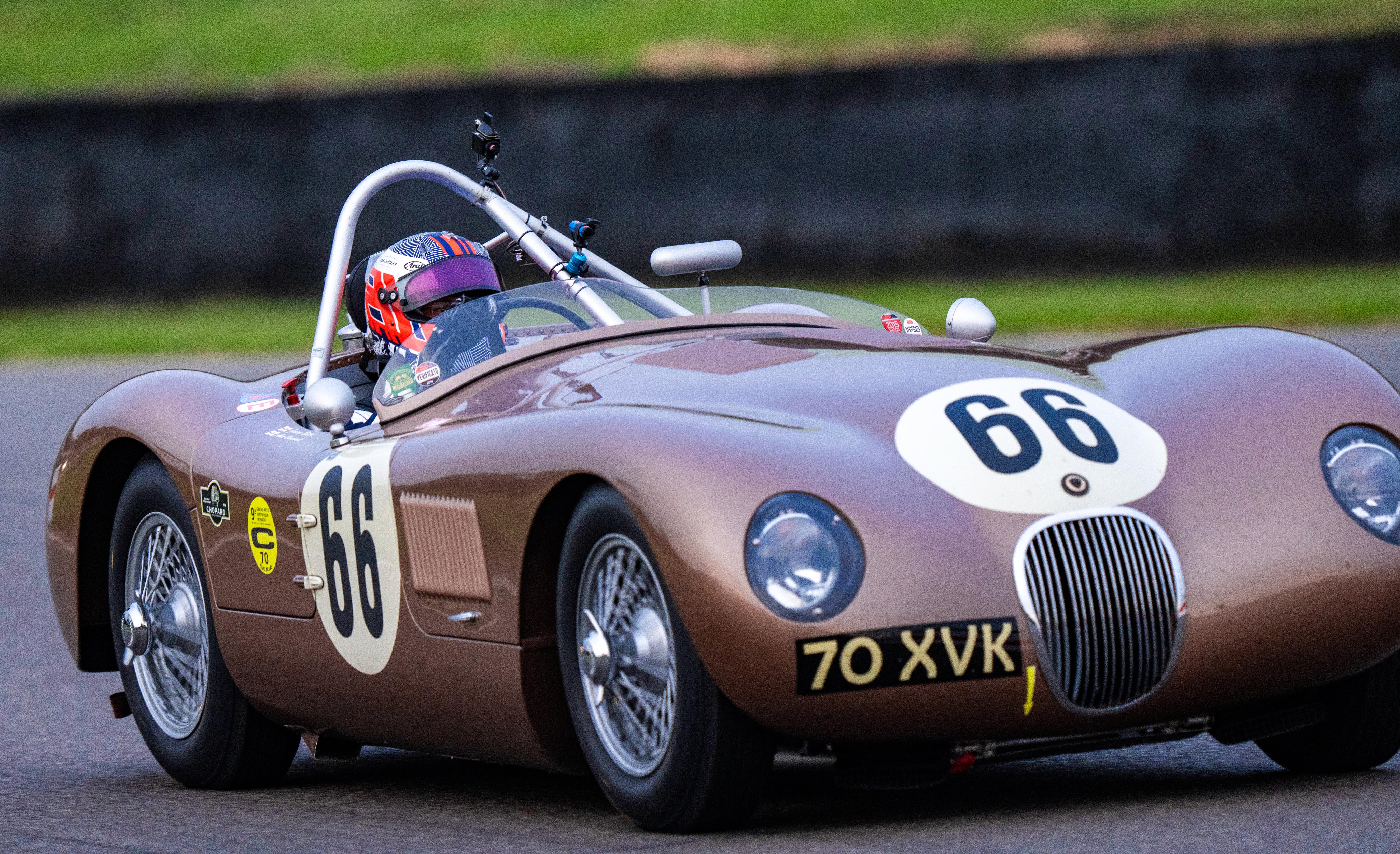 ROLEX TESTIMONEE JENSON BUTTON BEHIND THE WHEEL OF HIS 1952 JAGUAR C-TYPE