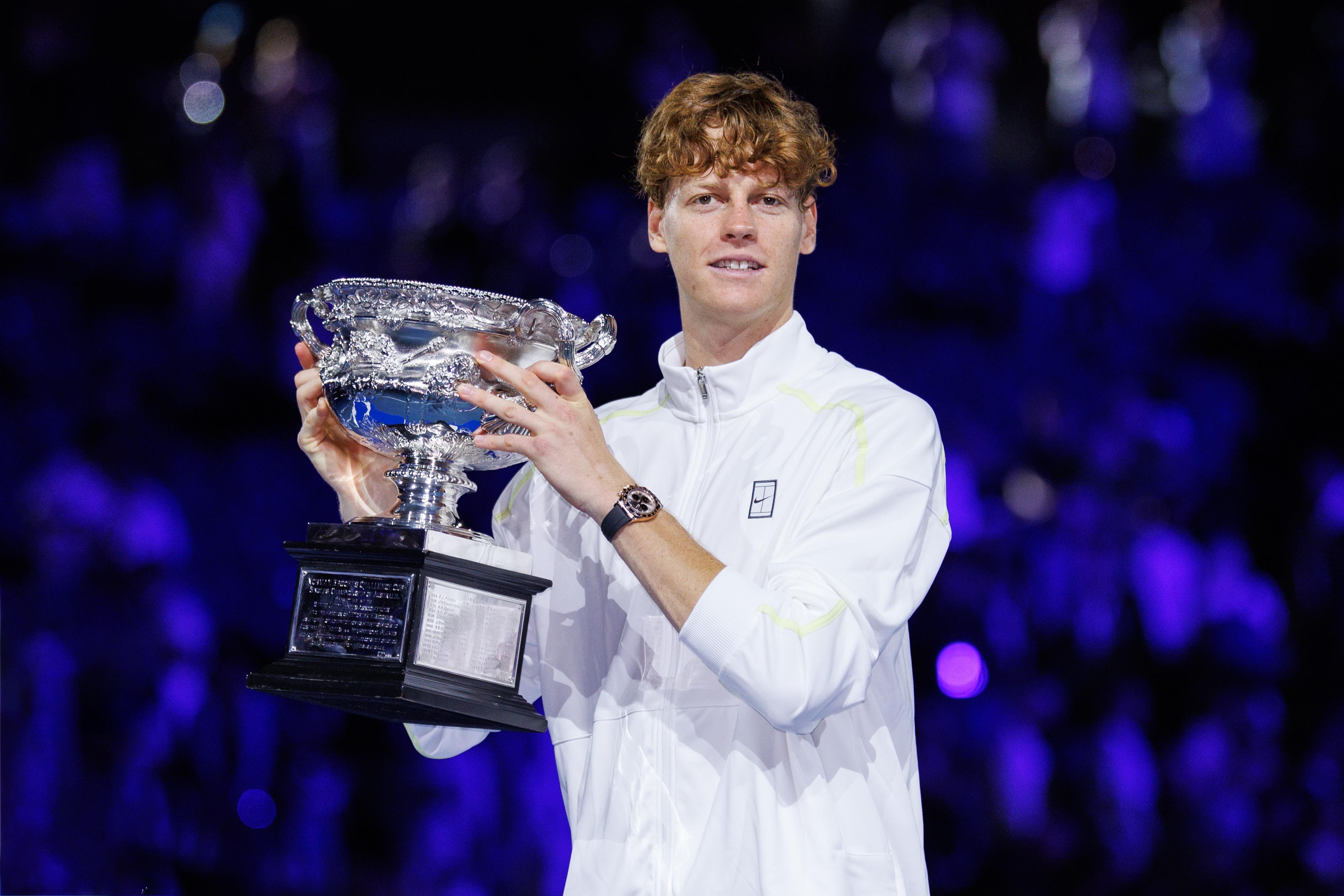 ROLEX TESTIMONEE AND 2025 AUSTRALIAN OPEN CHAMPION, JANNIK SINNER, LIFTS THE NORMAN BROOKES CHALLENGE CUP FOR THE SECOND SUCCESSIVE YEAR