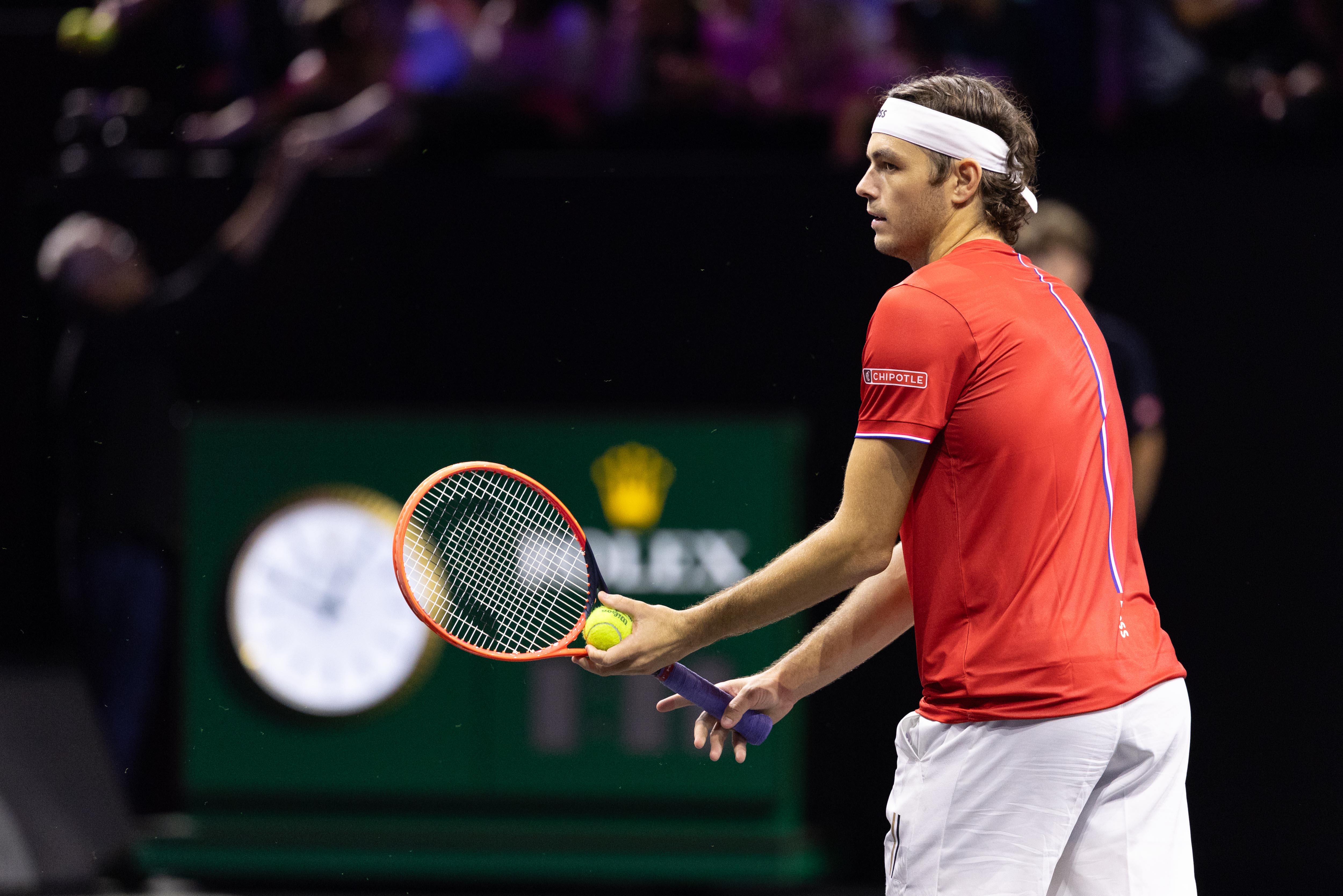 ROLEX TESTIMONEE TAYLOR FRITZ SERVES AT THE 2024 LAVER CUP