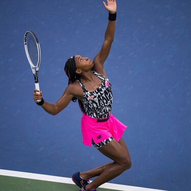 ROLEX TESTIMONEE CORI GAUFF HITS A SERVE AT THE US OPEN 2021