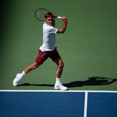 ROLEX TESTIMONEE AND FIVE-TIME US OPEN CHAMPION ROGER FEDERER IN ACTION AT FLUSHING MEADOWS IN 2018